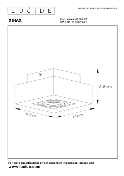 Lucide XIRAX - Ceiling spotlight - LED Dim to warm - GU10 - 1x5W 2200K/3000K - White - technical